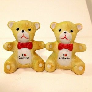Vintage I love California Bears Salt & Pepper Shakers Karol Western Collectable